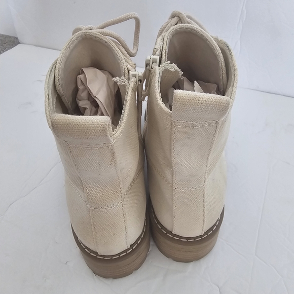 Universal Thread Cream Lace Up Combat Boot Easy Zip Size 8.5 M - Picture 7 of 8